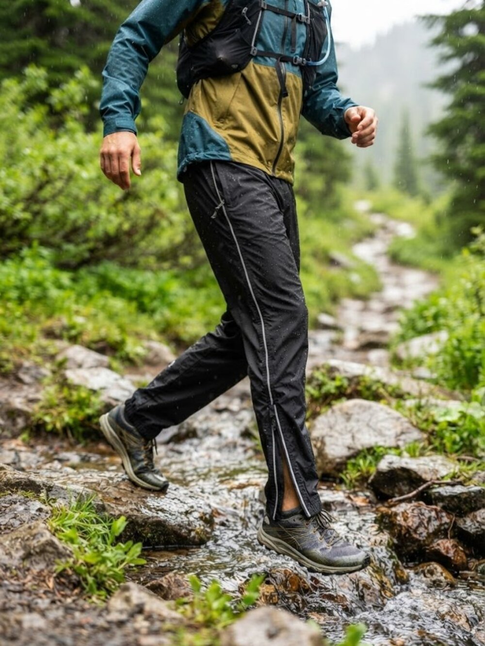 The North Face Mens Large Waterproof Rain Pants Packable Hiking Black